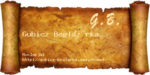 Gubicz Boglárka névjegykártya
